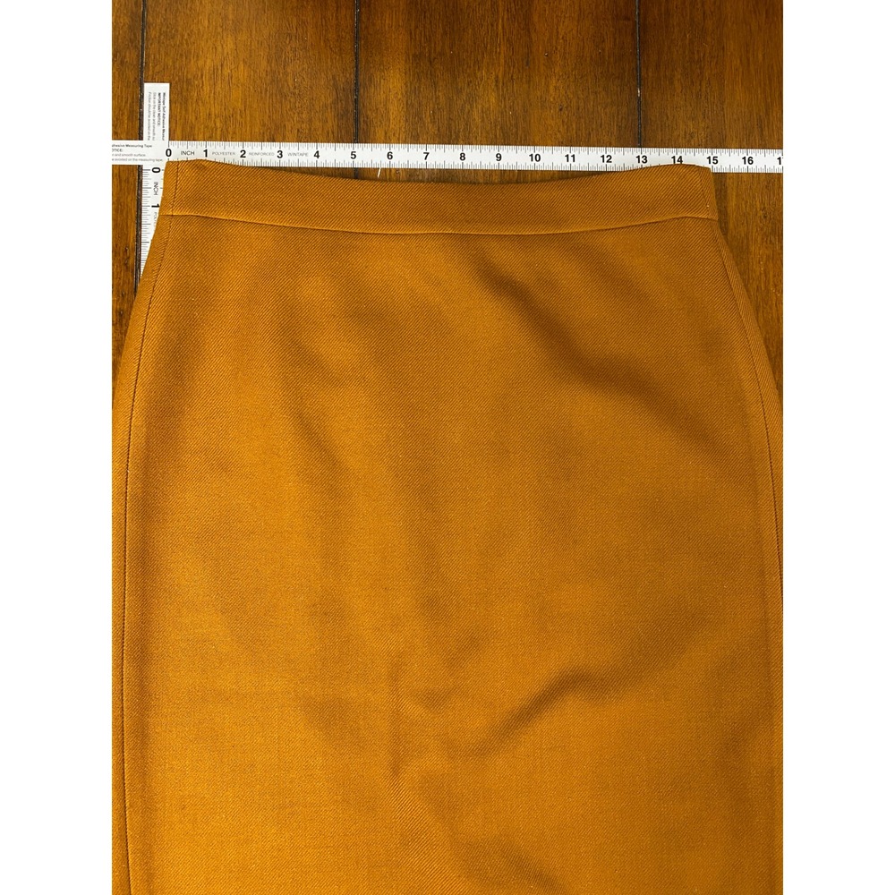 J.Crew, No. 3 Pencil Skirt 100% Wool Midi Skirt Mustard Camel Ochre Size 6 - Picture 11 of 14